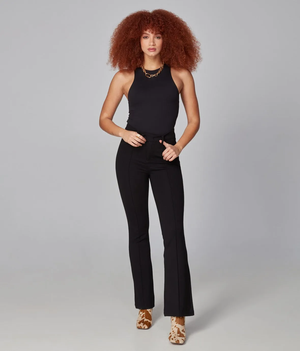 Azure High Rise Flare Ponte Pant