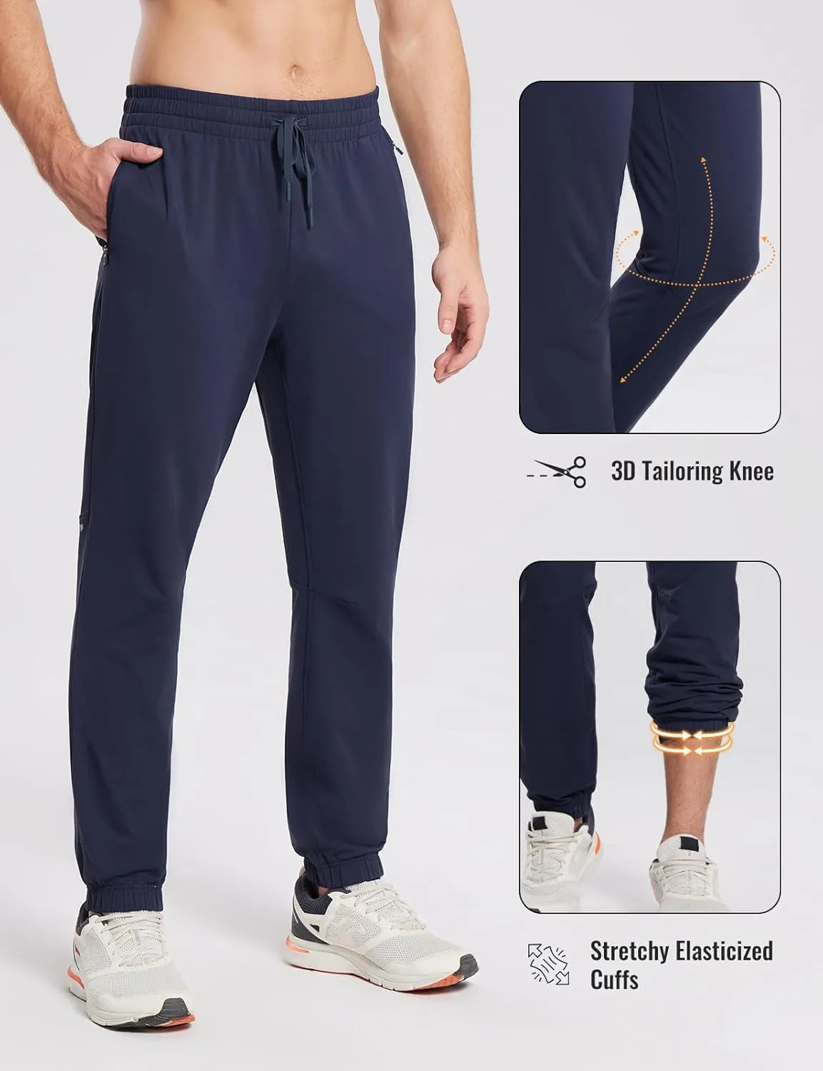 baleaf Men's Fleece Lined Joggers Winter Athletic Sweatpants Thermal Hiking Workout Running Pants with Zipper Pockets