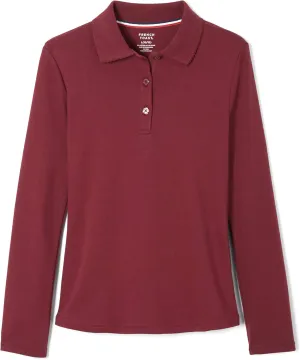 French Toast Girls' Long Sleeve Interlock Polo with Picot Collar (Standard & Plus)