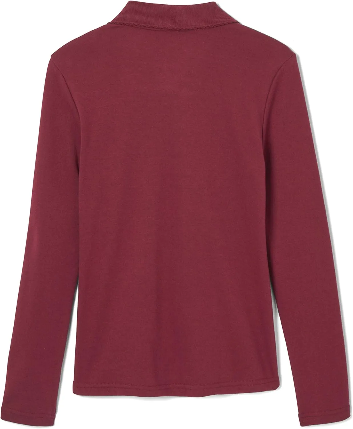 French Toast Girls' Long Sleeve Interlock Polo with Picot Collar (Standard & Plus)