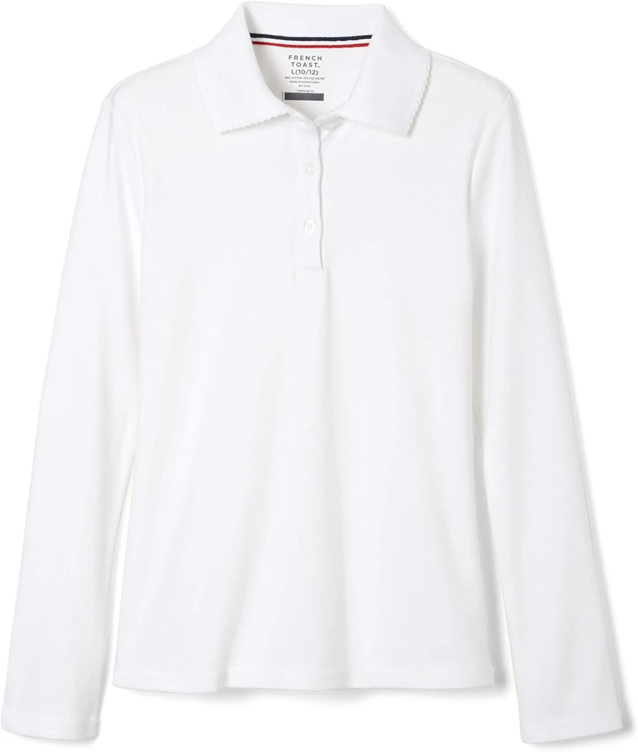 French Toast Girls' Uniform Long Sleeve Polo with Picot Collar (Standard & Plus)