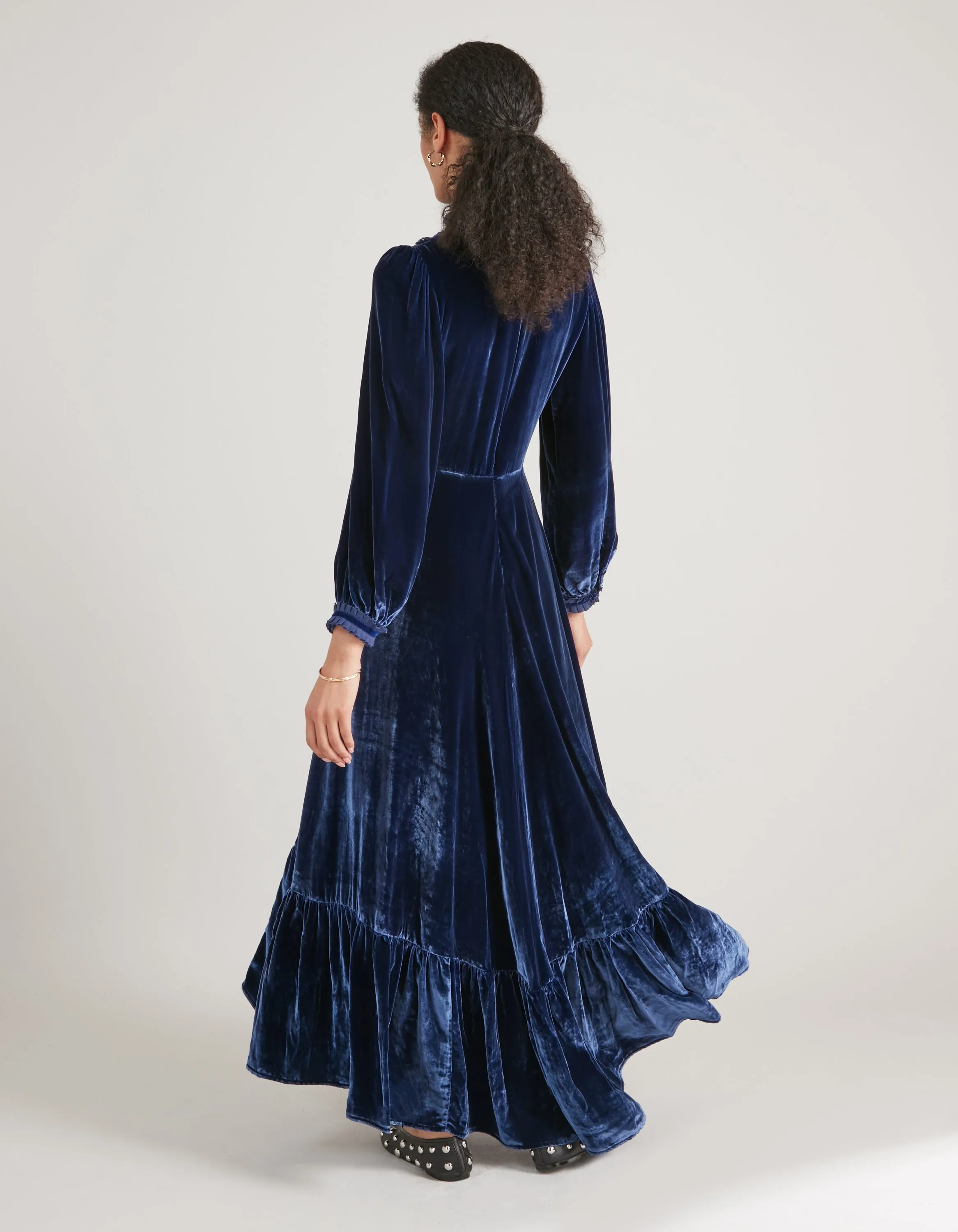 Gigi Midnight Blue Velvet Maxi Dress