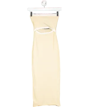 Hello Molly Cream Contrast Seam Cut-out Strapless Knit Midi Dress UK XS
