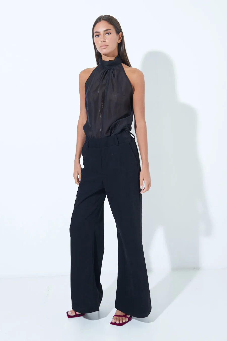 High-waisted flared velvet trousers wholesale