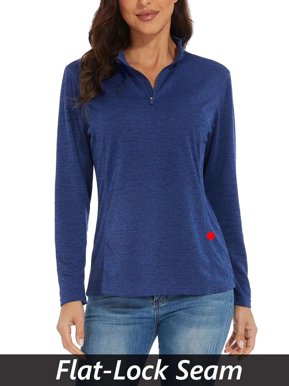 MAGCOMSEN Women's 1/4 Zip Shirts UPF 50  Sun Protection Pullover Long Sleeve Quick Dry Workout Hiking Athletic Shirts