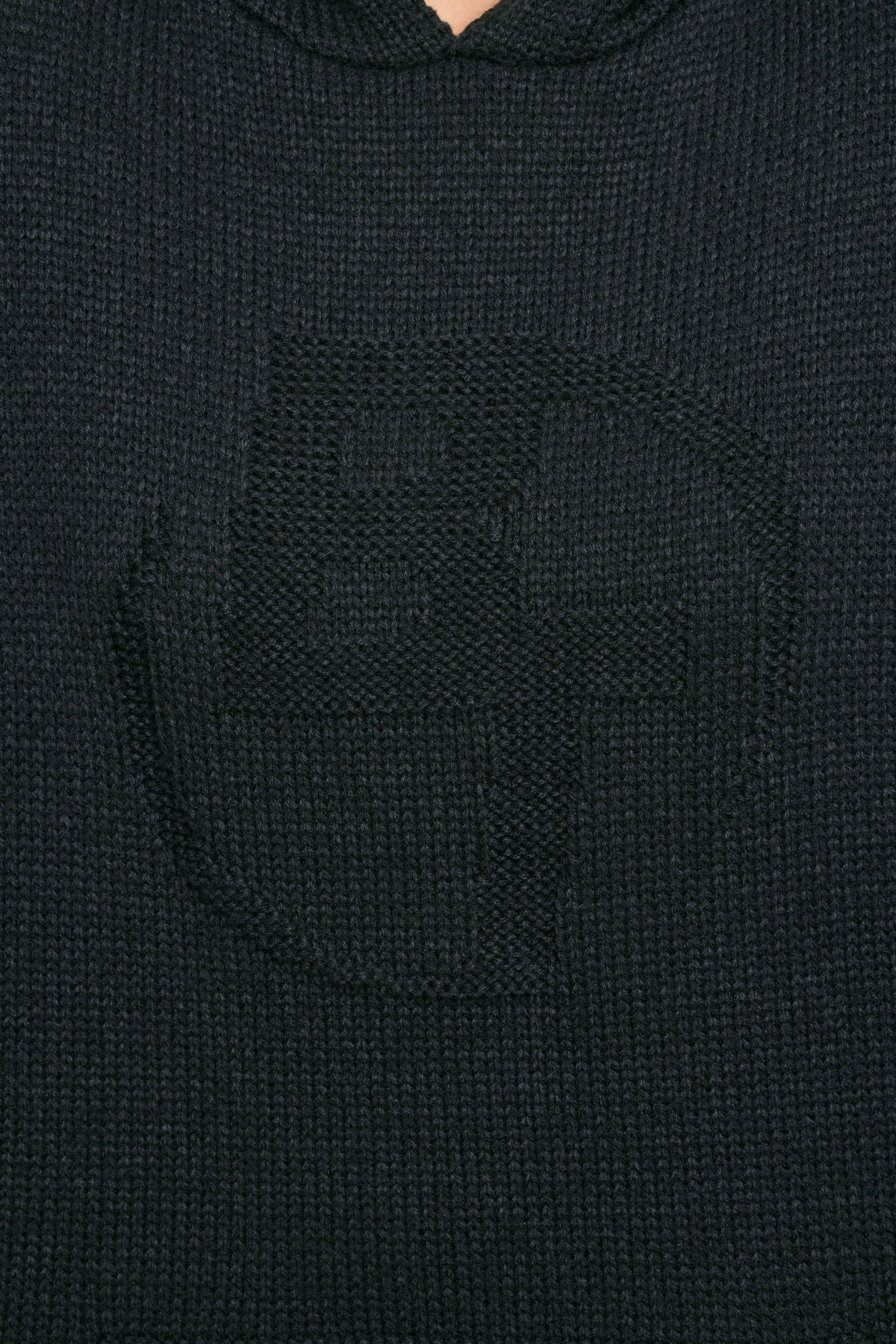 Oversized Chunky Knit Hoodie in Black