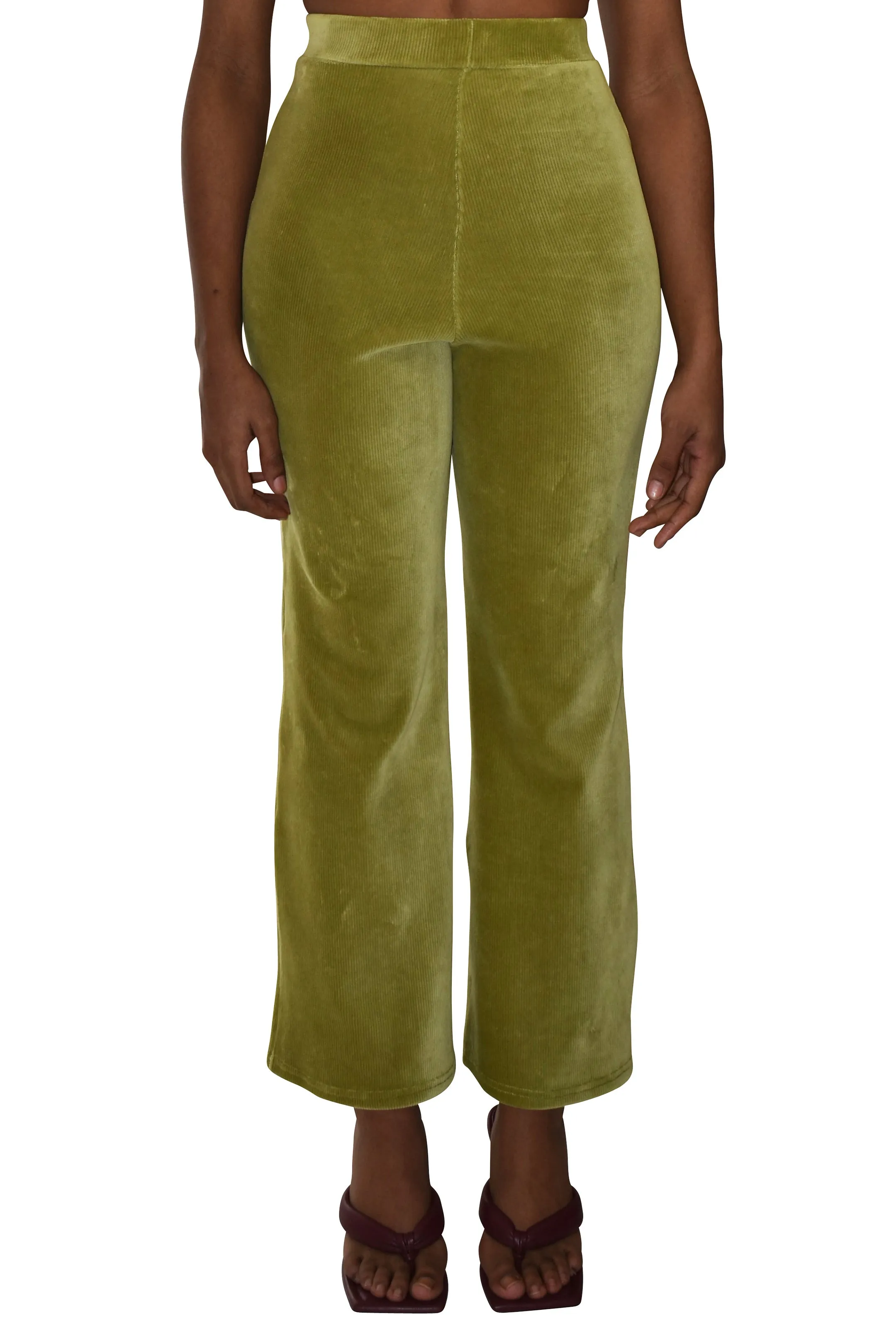Rib Cotton Velvet Mix 'Manu' Trousers Olive