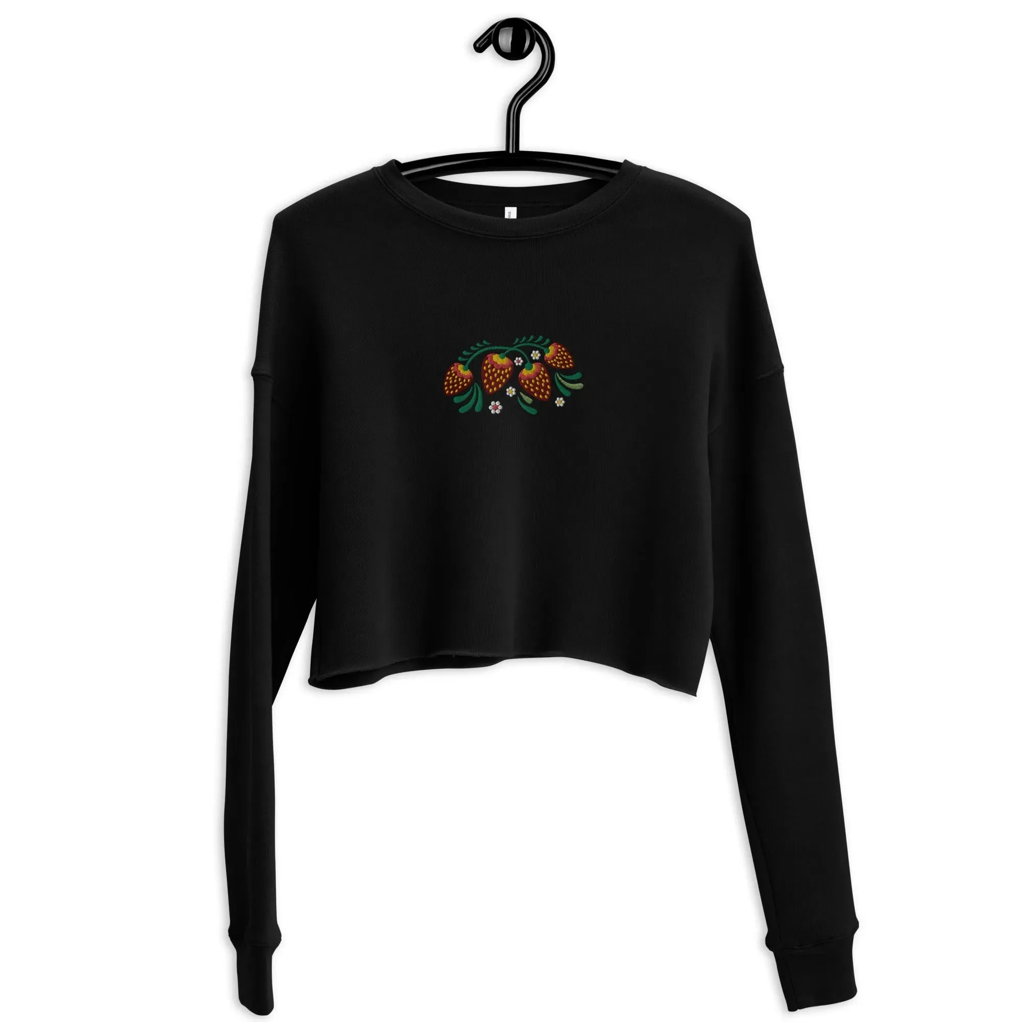 Russian Khokhloma Embroidered Cropped Sweatshirt