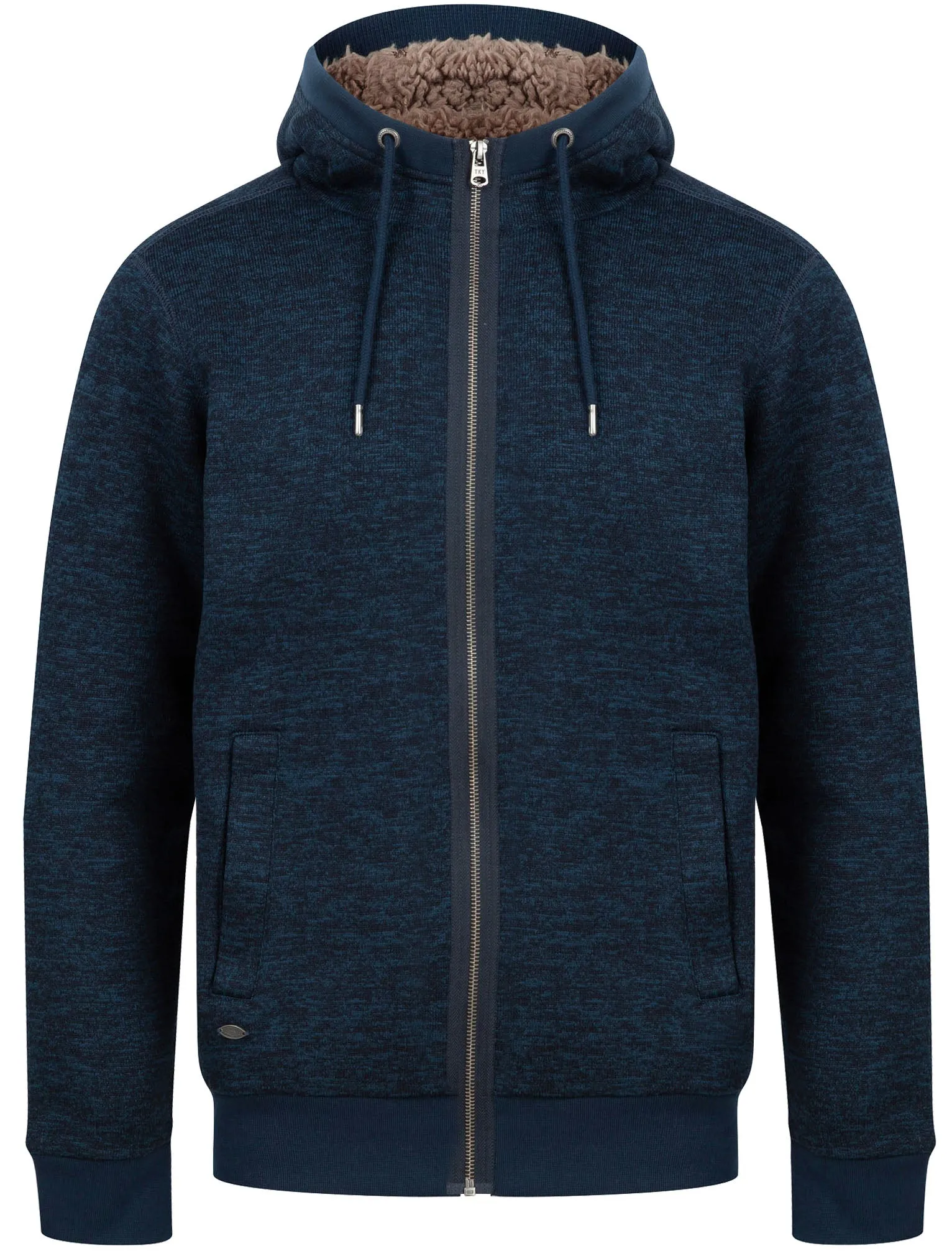 Saskatoon Chunky Zip Through Knitted Hoodie With Borg Lining In Teal - Tokyo Laundry