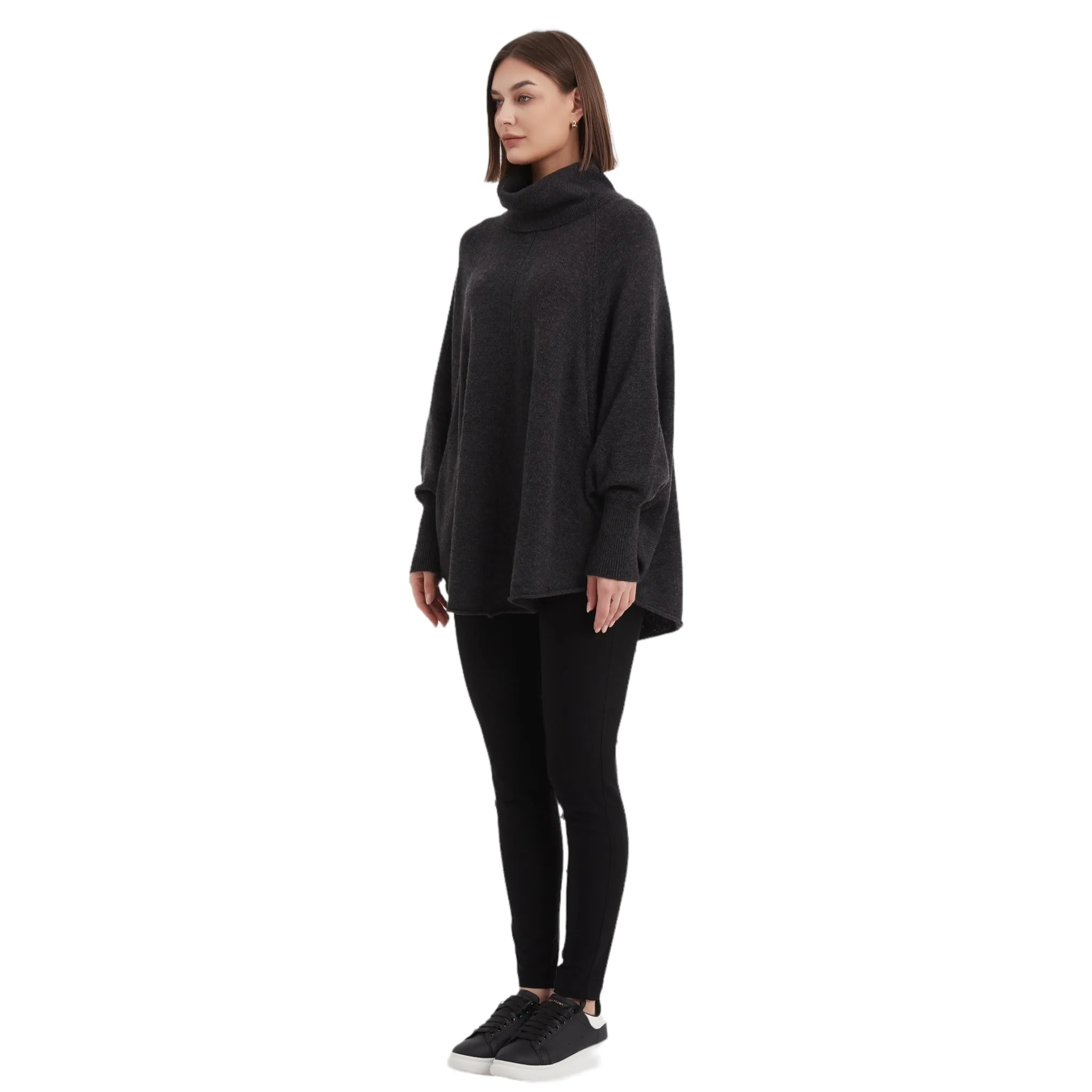 Tirelli High Neck Oversized Knit Charcoal