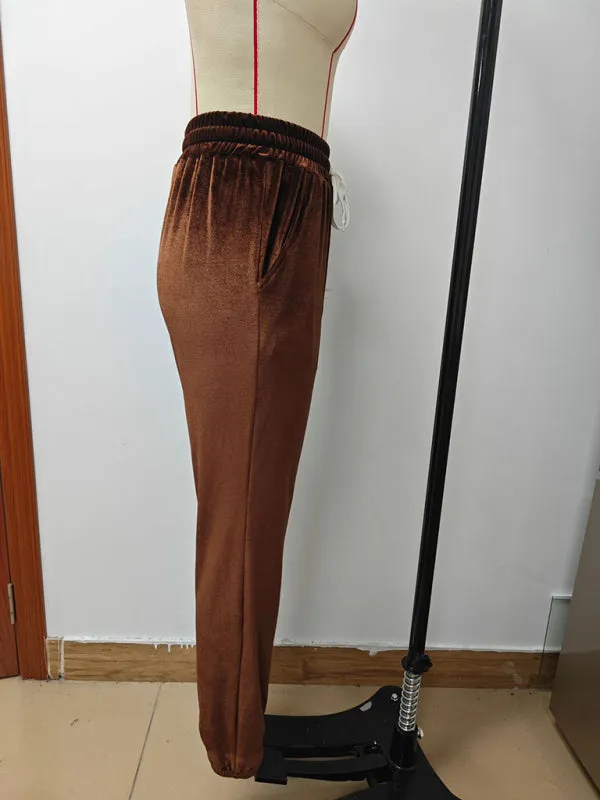 Trendy Velvet Tapered Pants for Fall & Winter