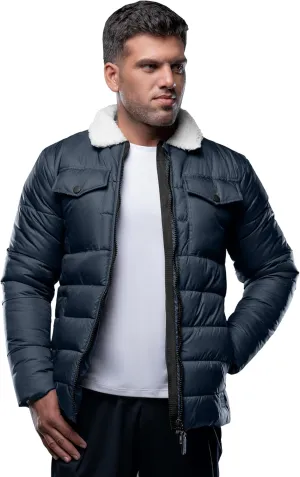 URBAN BUCK Mens Faux Fur Trimmed Hood Puffer Jacket Midweight Winter Down Windproof & Water Repellent Men Climbing Jackets