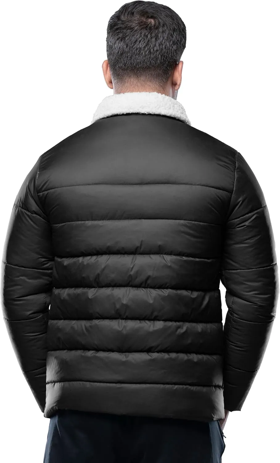URBAN BUCK Mens Faux Fur Trimmed Hood Puffer Jacket Midweight Winter Down Windproof & Water Repellent Men Climbing Jackets