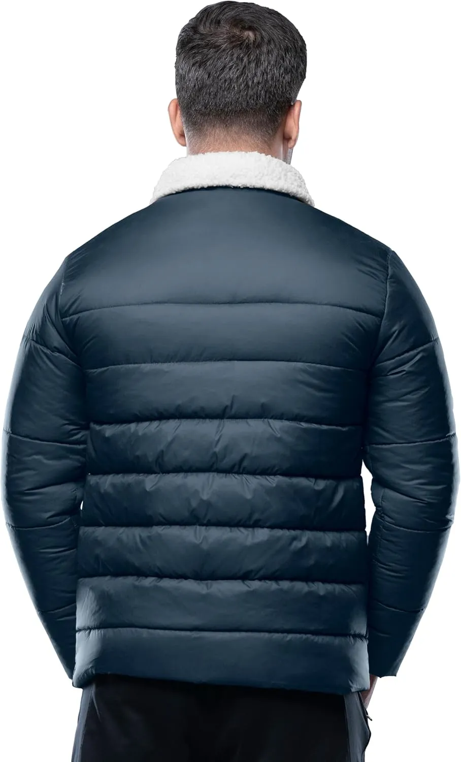 URBAN BUCK Mens Faux Fur Trimmed Hood Puffer Jacket Midweight Winter Down Windproof & Water Repellent Men Climbing Jackets