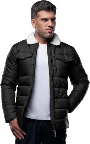 URBAN BUCK Mens Faux Fur Trimmed Hood Puffer Jacket Midweight Winter Down Windproof & Water Repellent Men Climbing Jackets