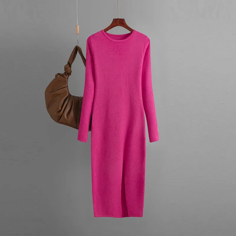 Warm Split Long Knitted Dress