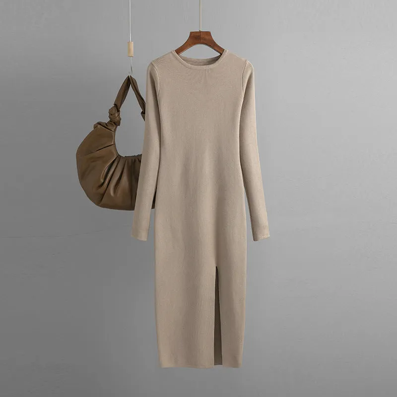 Warm Split Long Knitted Dress